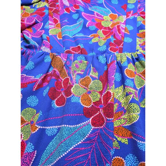 Sugar Lips Dress Size XL Bold Colorful Artwear Floral Puff‎ Sleeves Textile Art - Picture 9 of 9